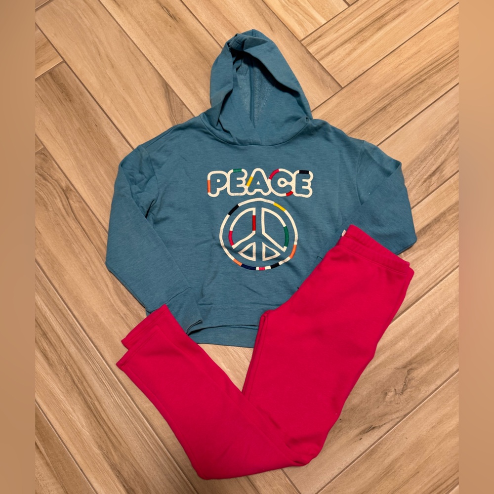 Girls Gymboree Teal Blue Pullover Hoodie and leggings Set